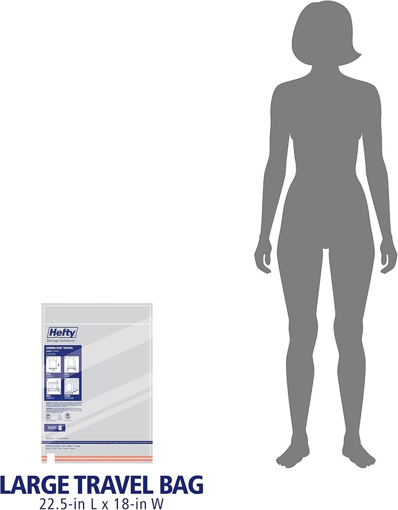 Hefty Shrink-Pak Large Travel Bags - Airtight Storage Bags for Maximum Space Saving, Travel Essentials, Ideal for Packing, Durable, Reliable Compression with Sealed Protection - Image 5